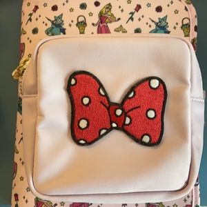 SCL mini lilac pouch with medium Minnie Mouse bow sewn on! || gently used